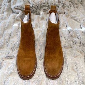 NEW! TORY BURCH LUG 50 MM BOOTIE NAT. SUEDE  SIZE 11